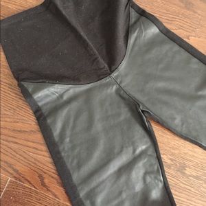 Fake leather maternity pants